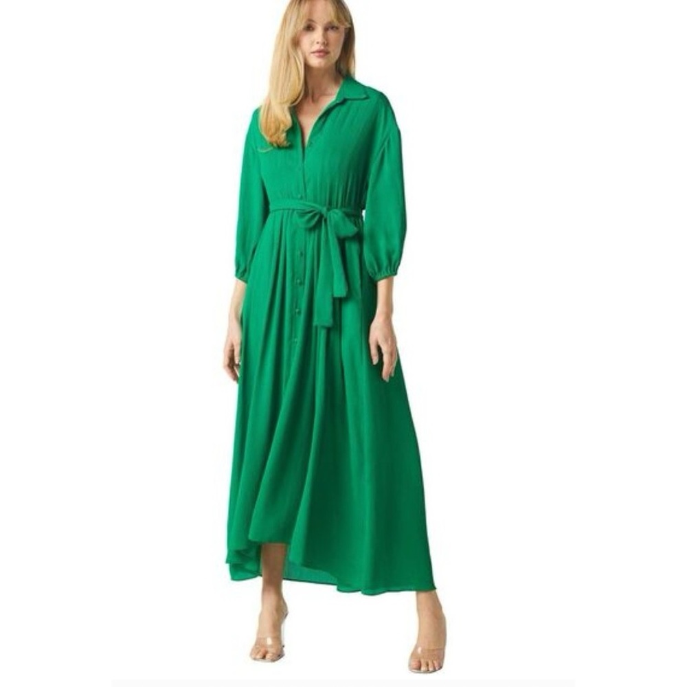 Misa Los Angeles Elise Maxi Shirt Dress in Green
